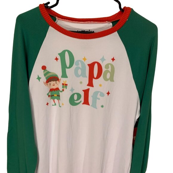 Cuddl Duds Mens Papa Elf Christmas Pajama Top Size M Polyester & Spandex Green & - Picture 2 of 10